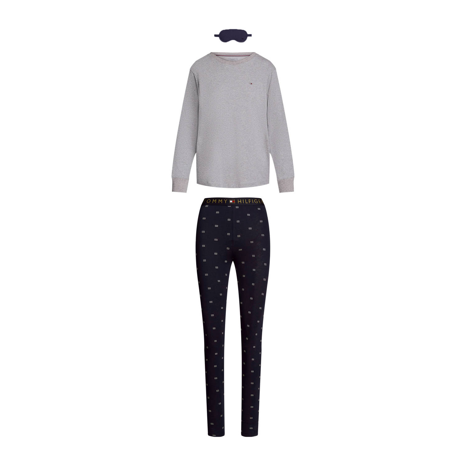 Tommy Hilfiger giftbox pyjama + slaapmasker grijs donkerblauw