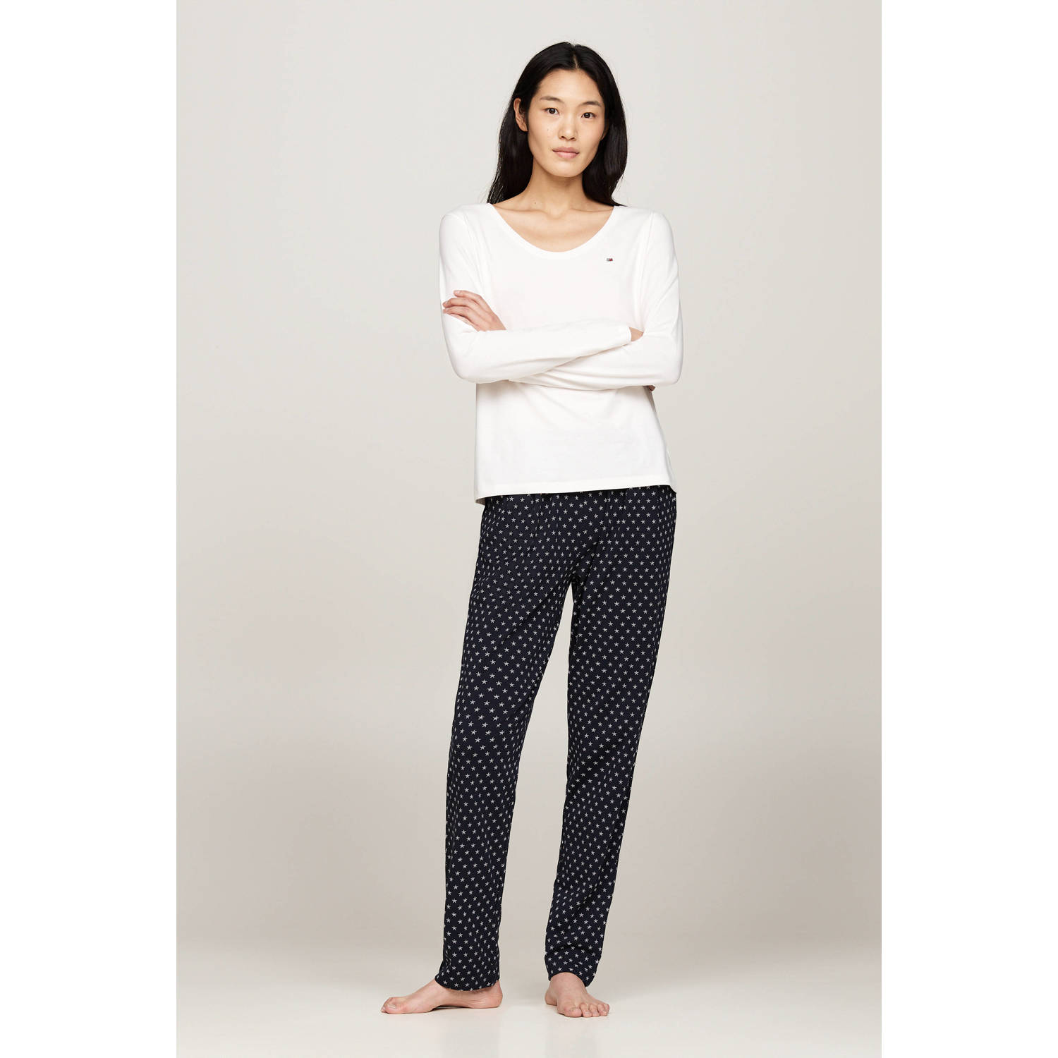 Tommy Hilfiger pyjama wit donkerblauw
