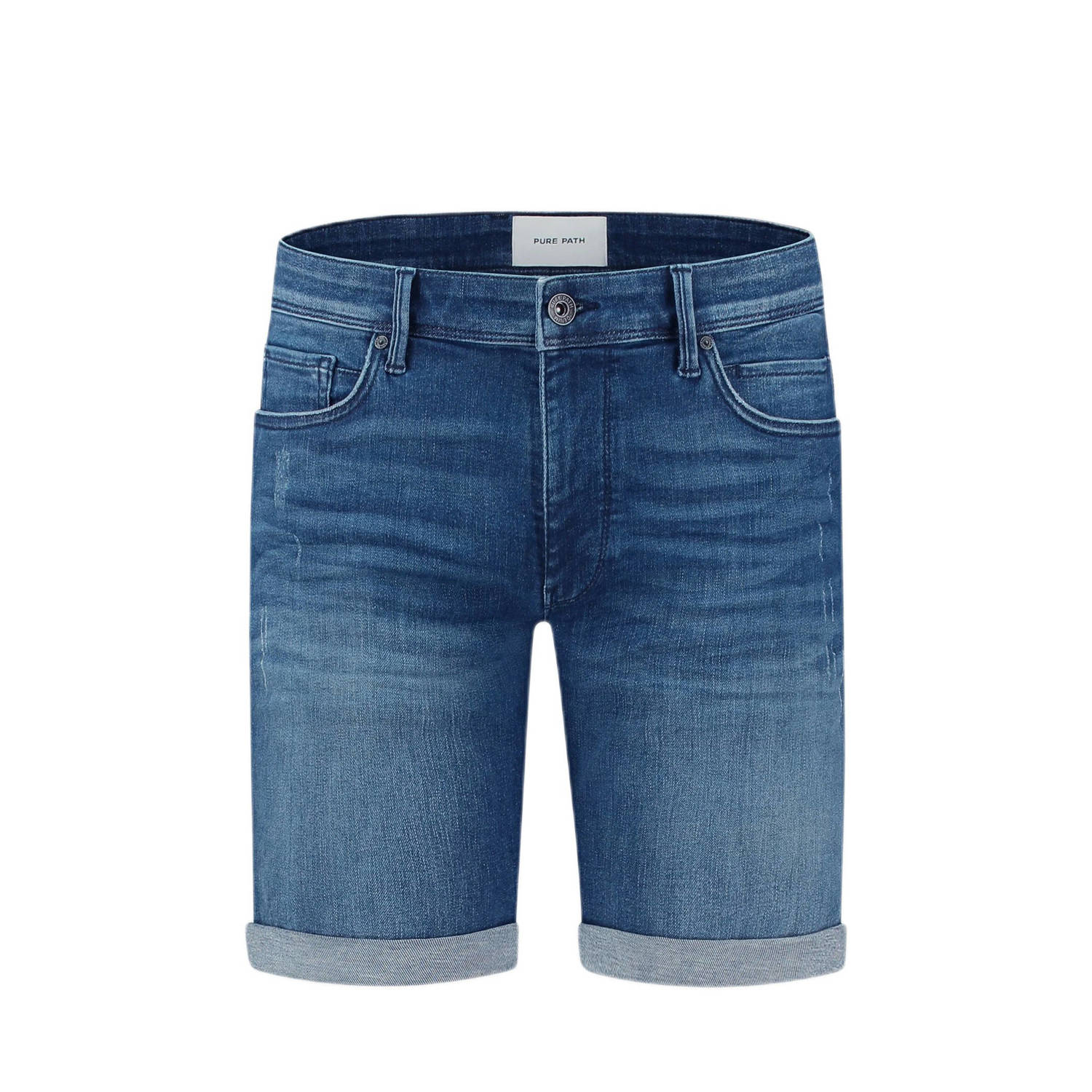 Pure Path Donkerblauwe Denim Shorts voor de Zomer Blue Heren