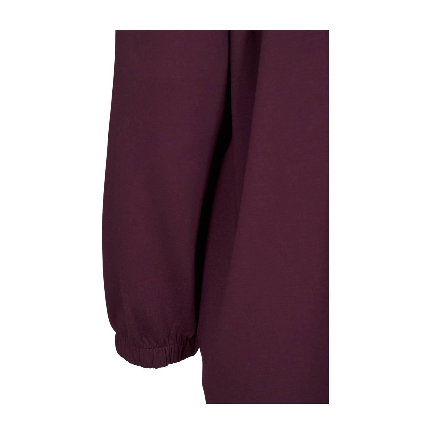 Zizzi sweatjurk met col MALISA donkerrood