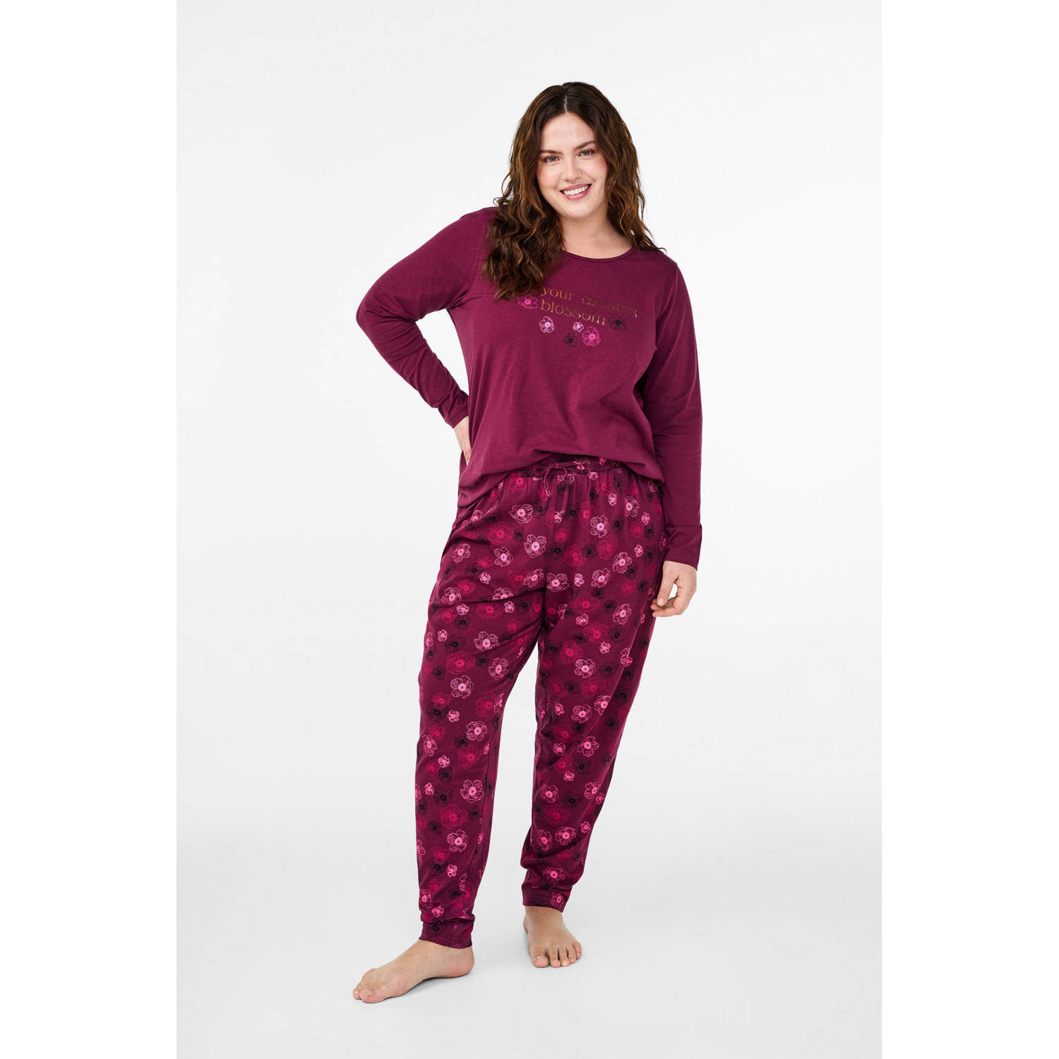 Zizzi pyjamabroek MDANA donkerrood