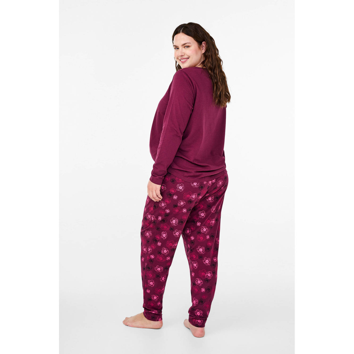 Zizzi pyjamabroek MDANA donkerrood