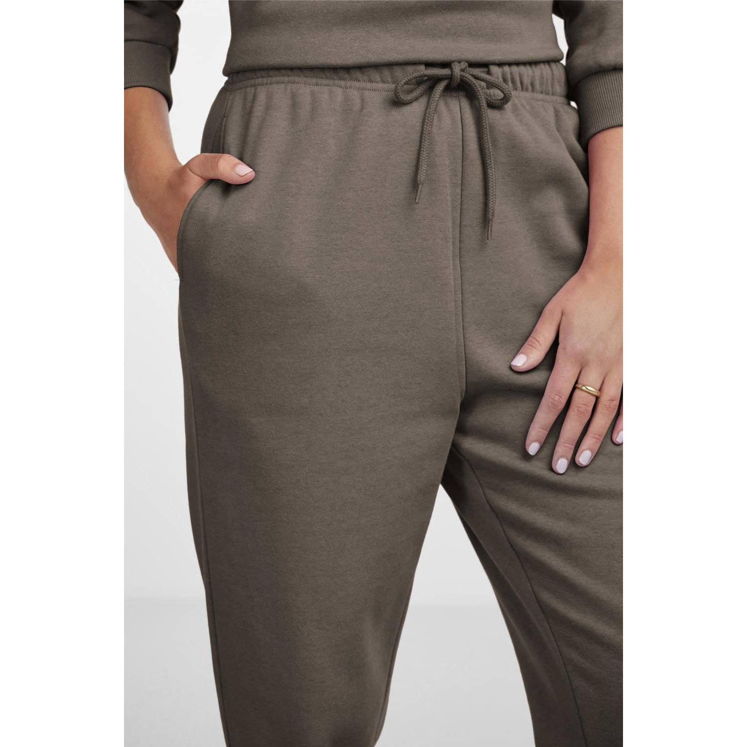 PIECES high waist regular fit sweatpants PCCHILLI groenbruin