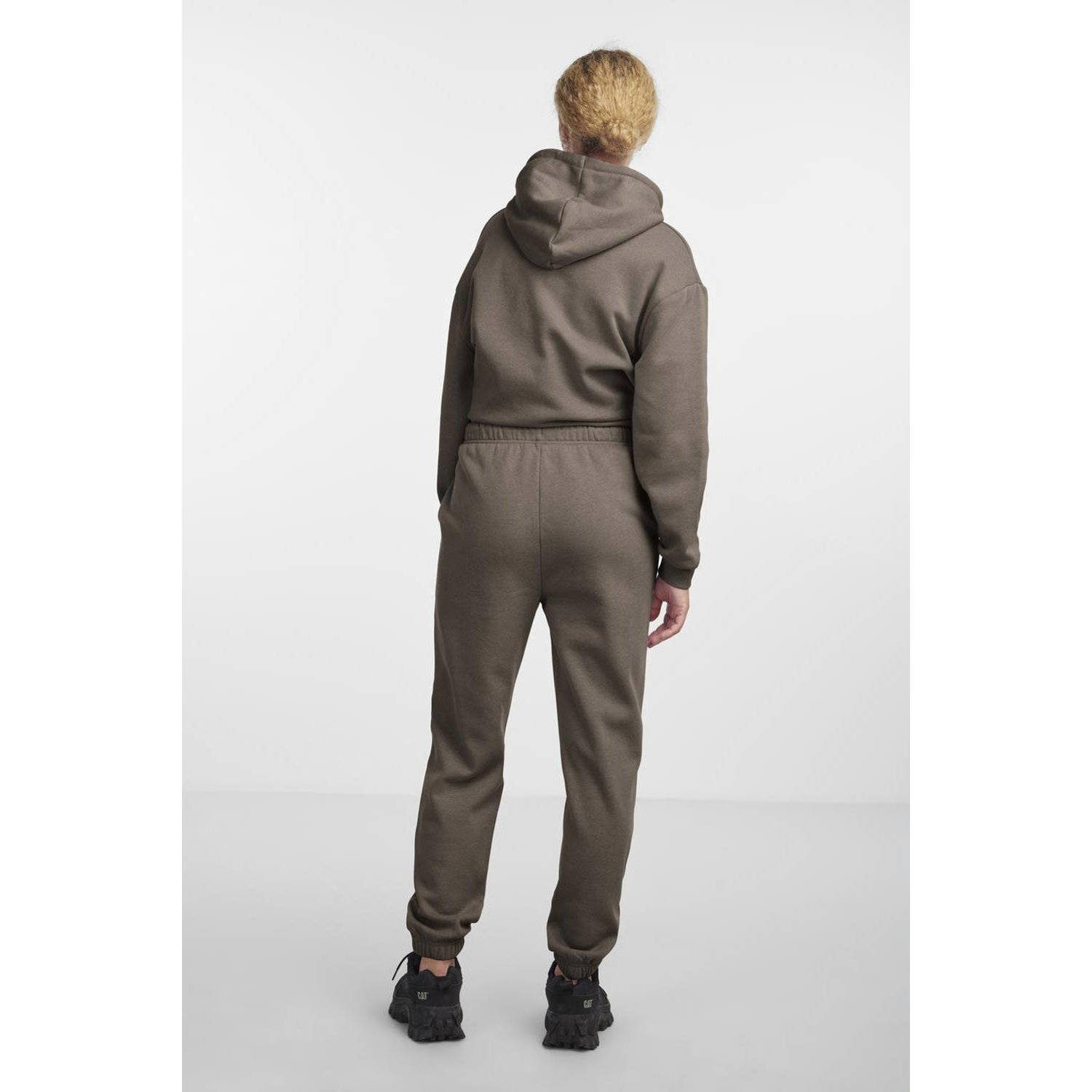 PIECES high waist regular fit sweatpants PCCHILLI groenbruin
