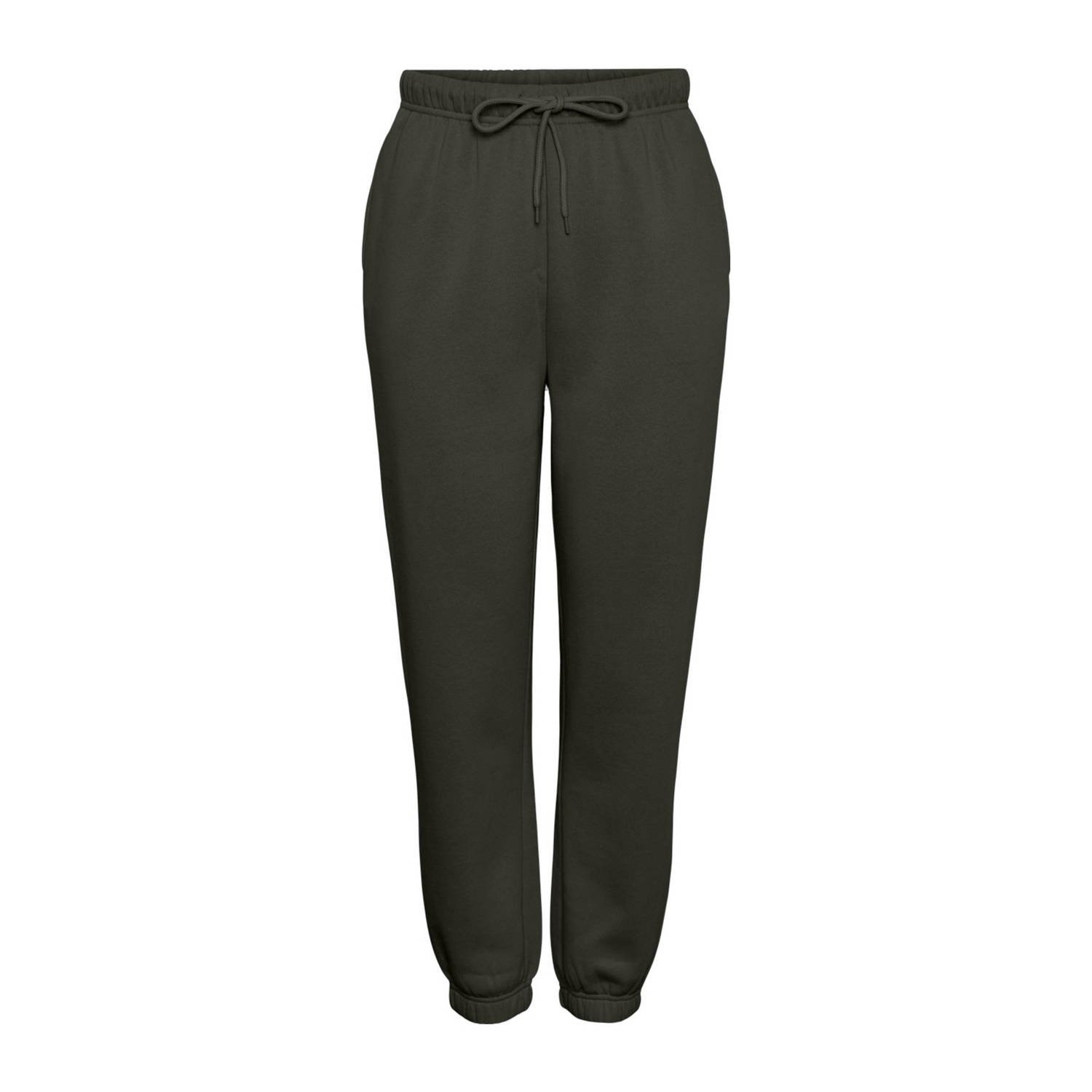 PIECES high waist regular fit sweatpants PCCHILLI donkergroen