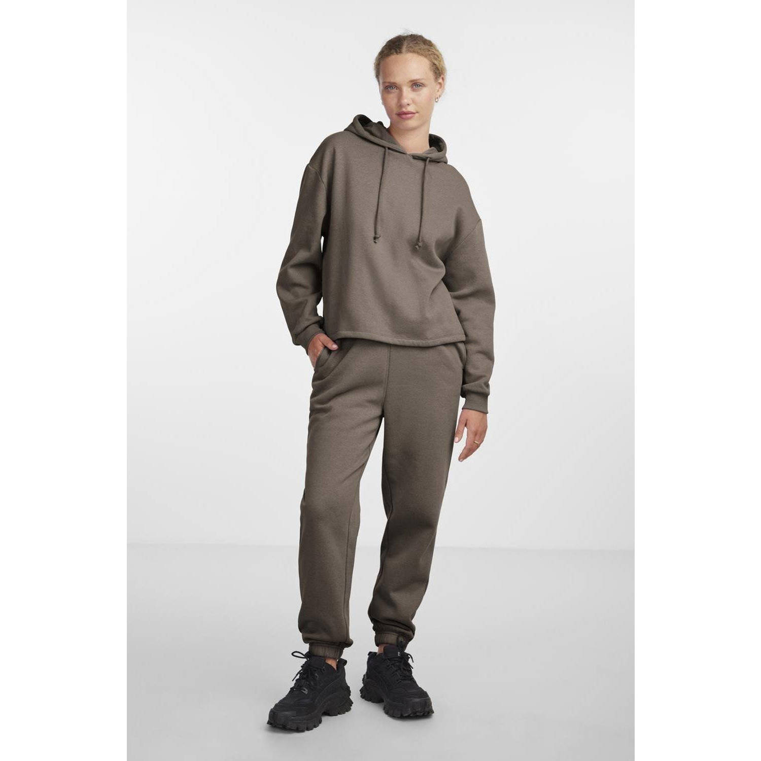 PIECES hoodie PCCHILLI groenbruin