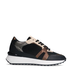 leren sneakers zwart/brons