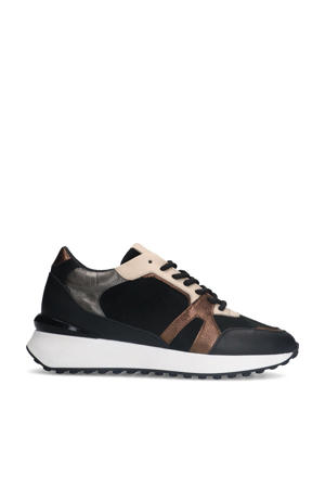 leren sneakers zwart/brons