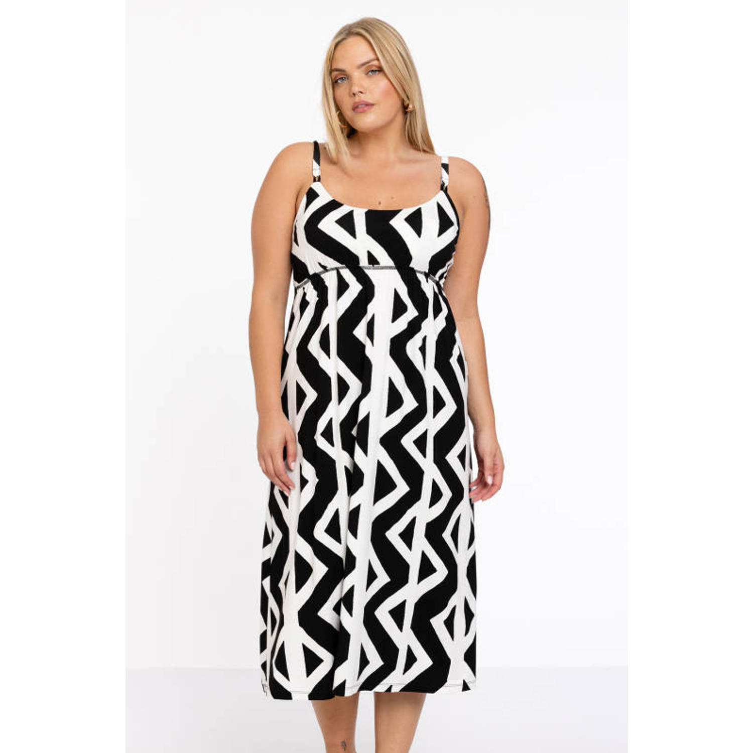 YOEK jurk met all over print zwart wit
