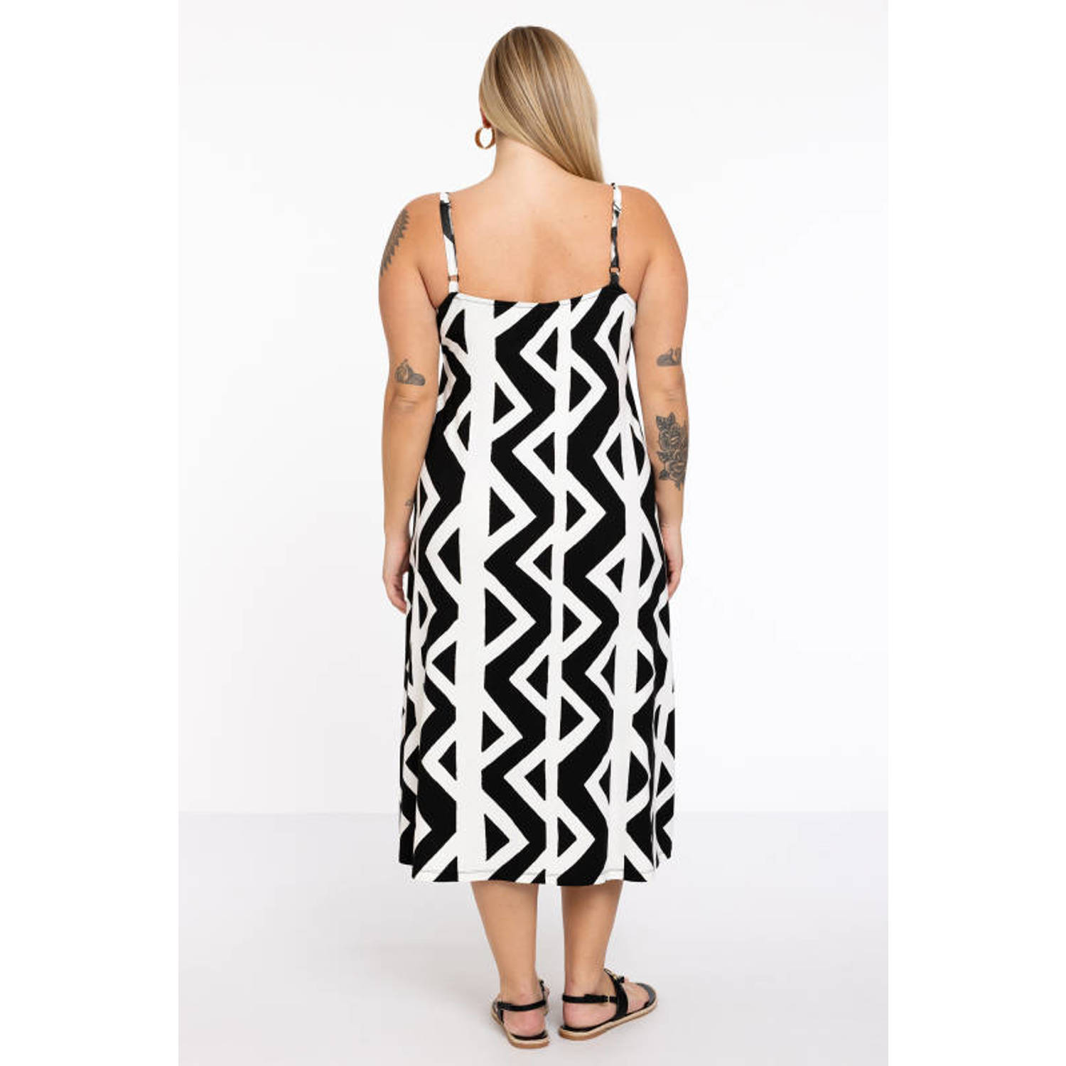 YOEK jurk met all over print zwart wit