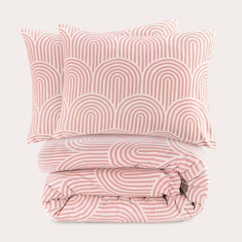 NOUS Living katoenen dekbedovertrek 2-persoons (200x220 cm) - Roze