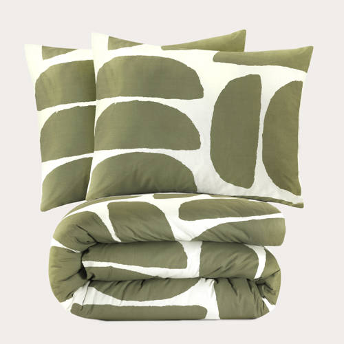 NOUS Living katoenen dekbedovertrek 2-persoons (200x220 cm) - Groen