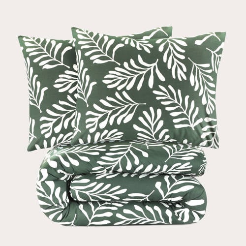 NOUS Living katoenen dekbedovertrek 2-persoons (200x220 cm) - Groen