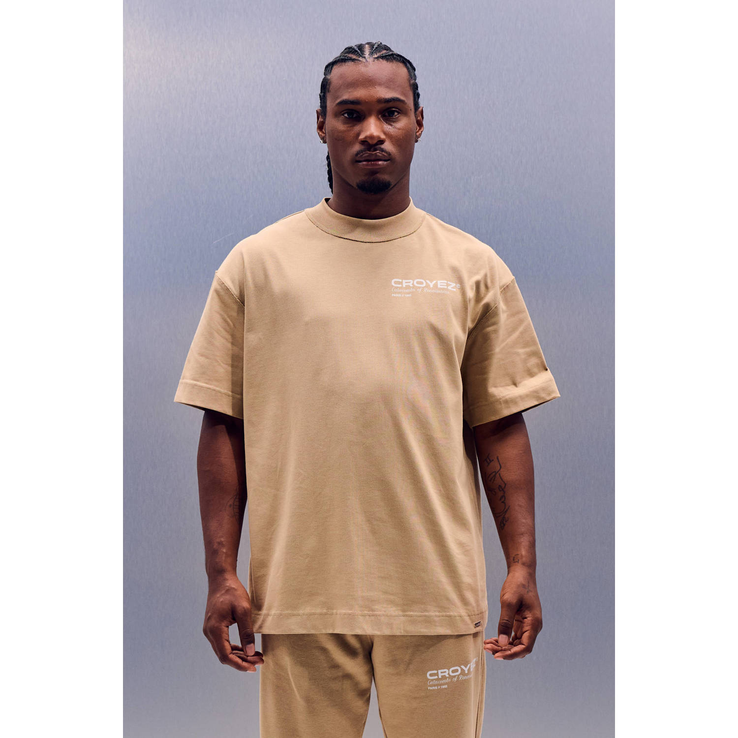 Croyez T-shirt met backprint beige