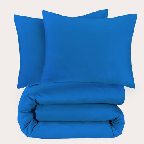 W katoenen dekbedovertrek lits-jumeaux blauw (240x220 cm) - Blauw