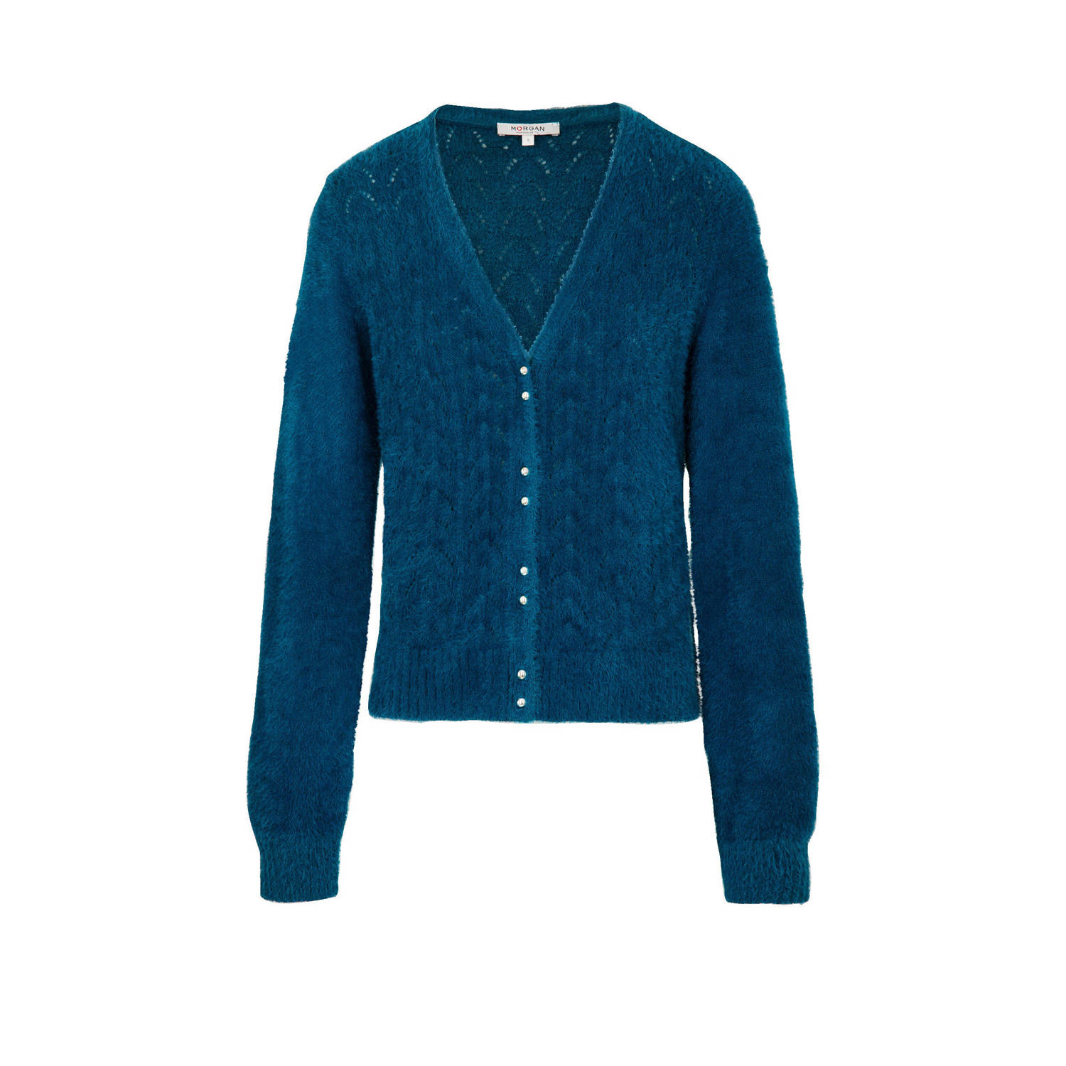 Morgan vest met ingebreid patroon vert canard