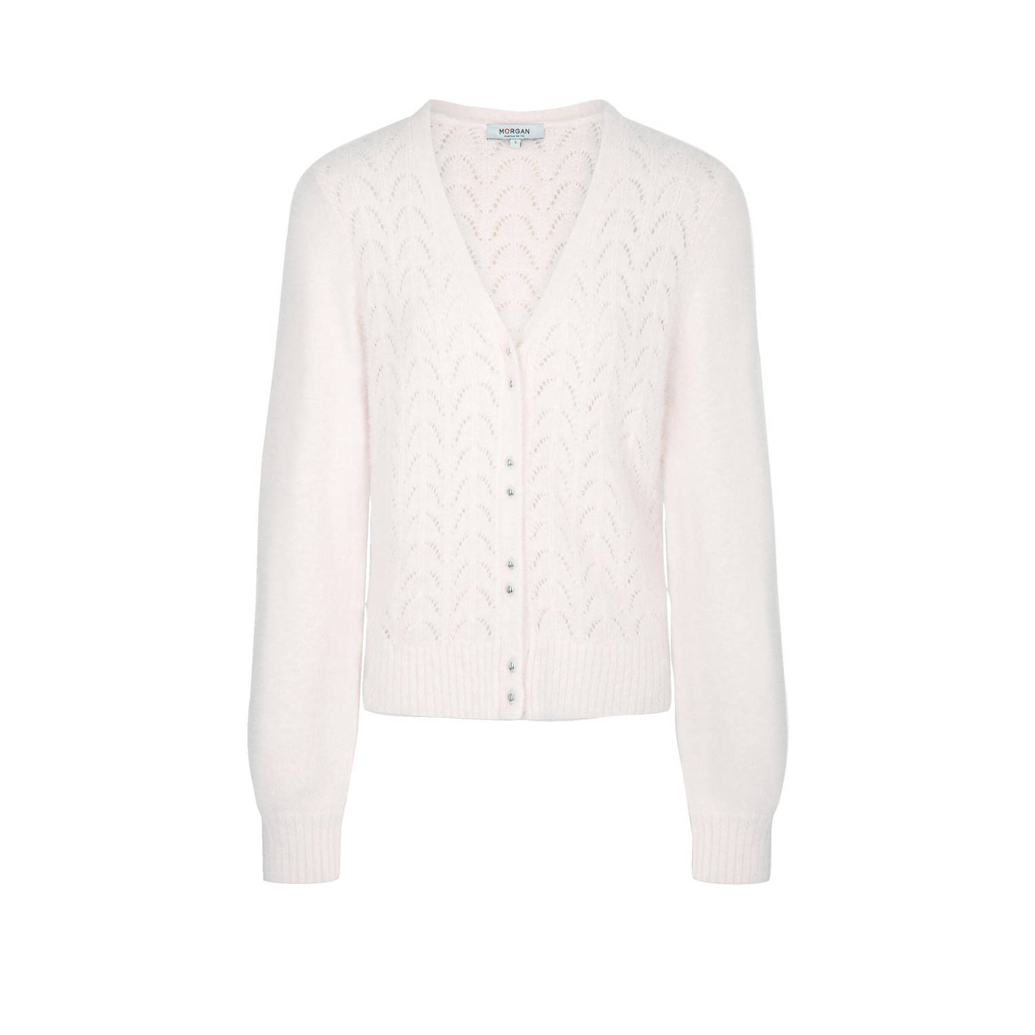 Morgan vest met ingebreid patroon lichtroze