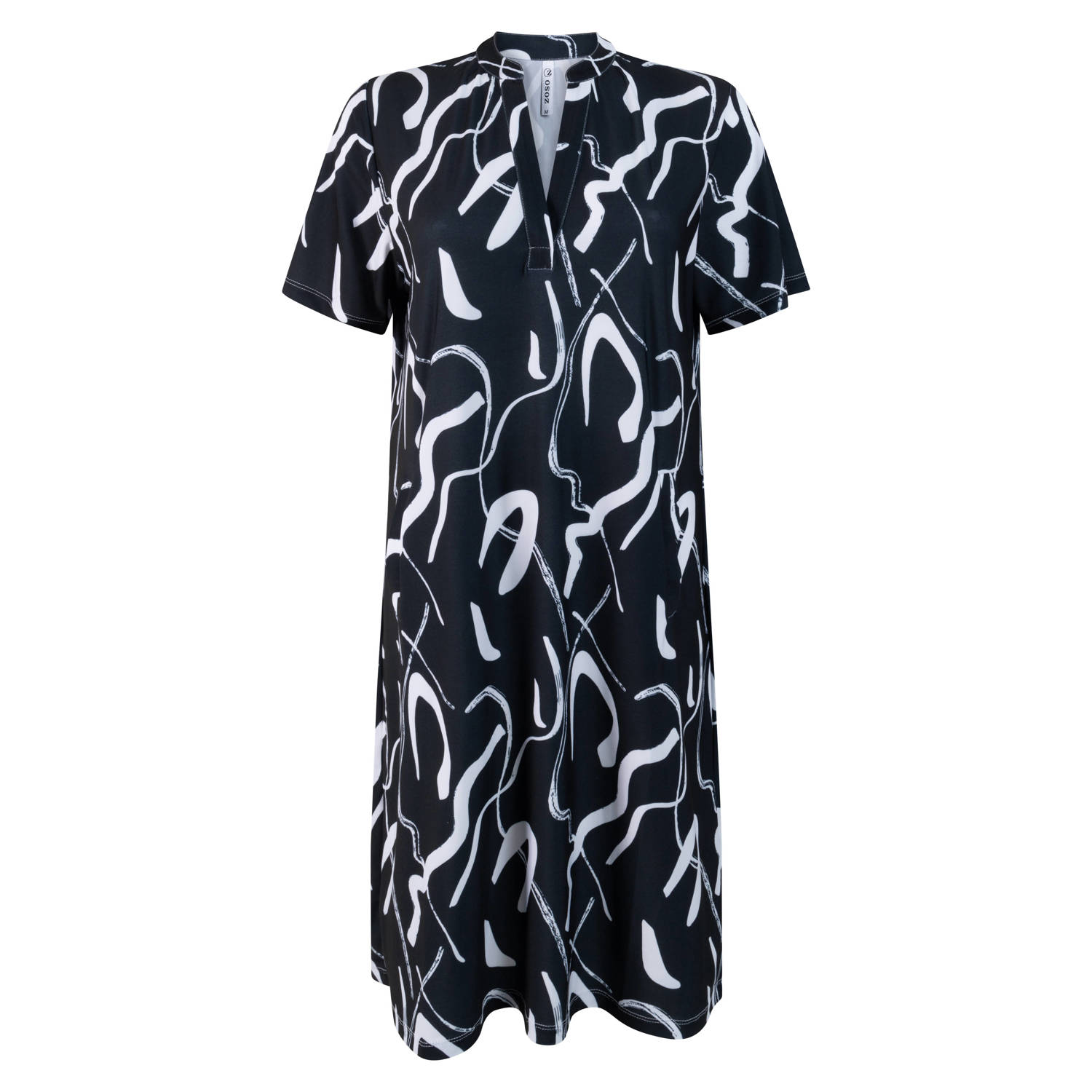 Zoso jurk met grafische print zwart wit