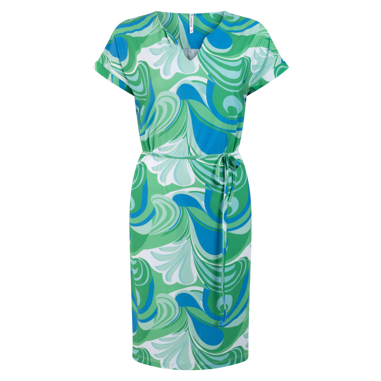 Zoso jurk met grafische print groen blauw wit