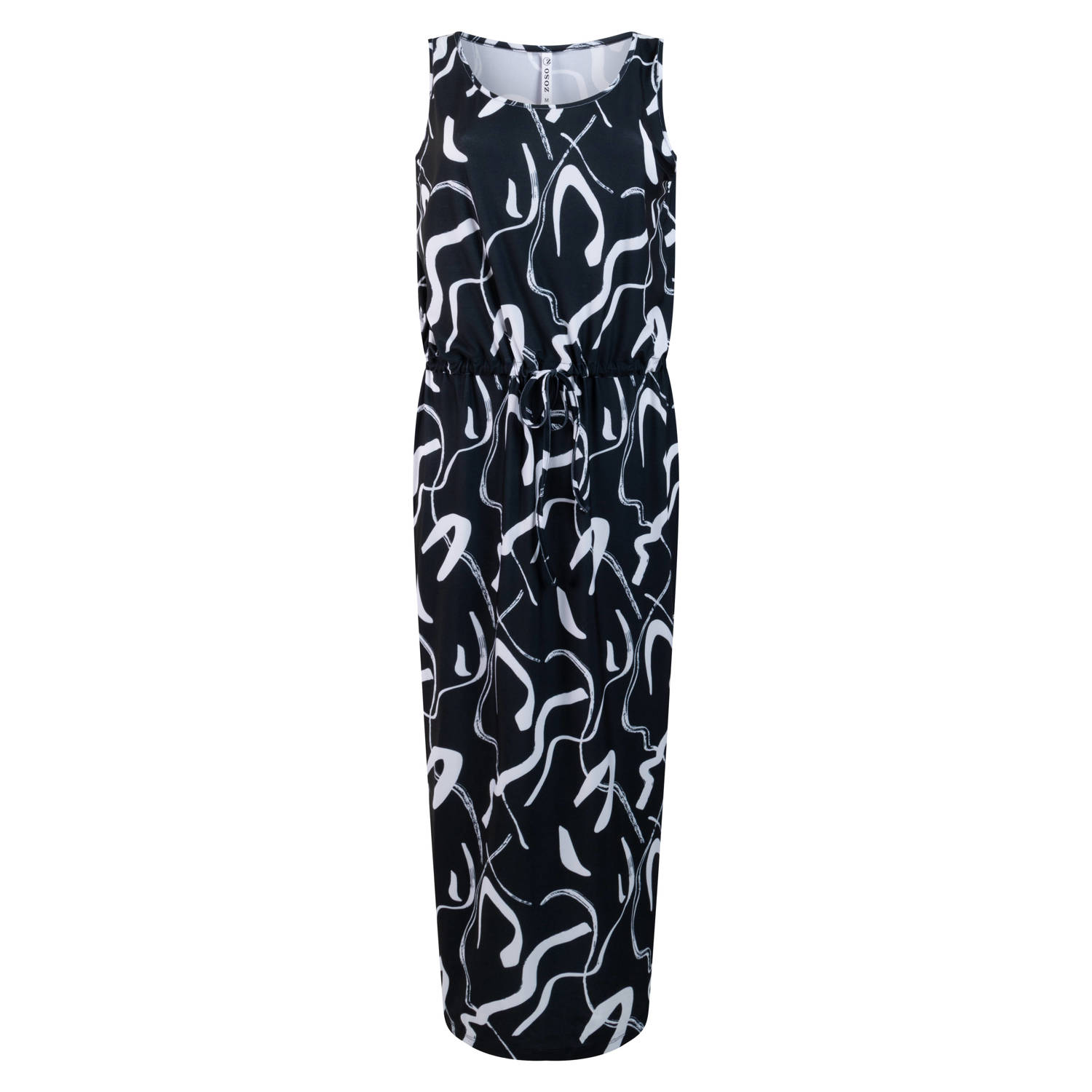 Zoso maxi jurk met grafische print zwart wit