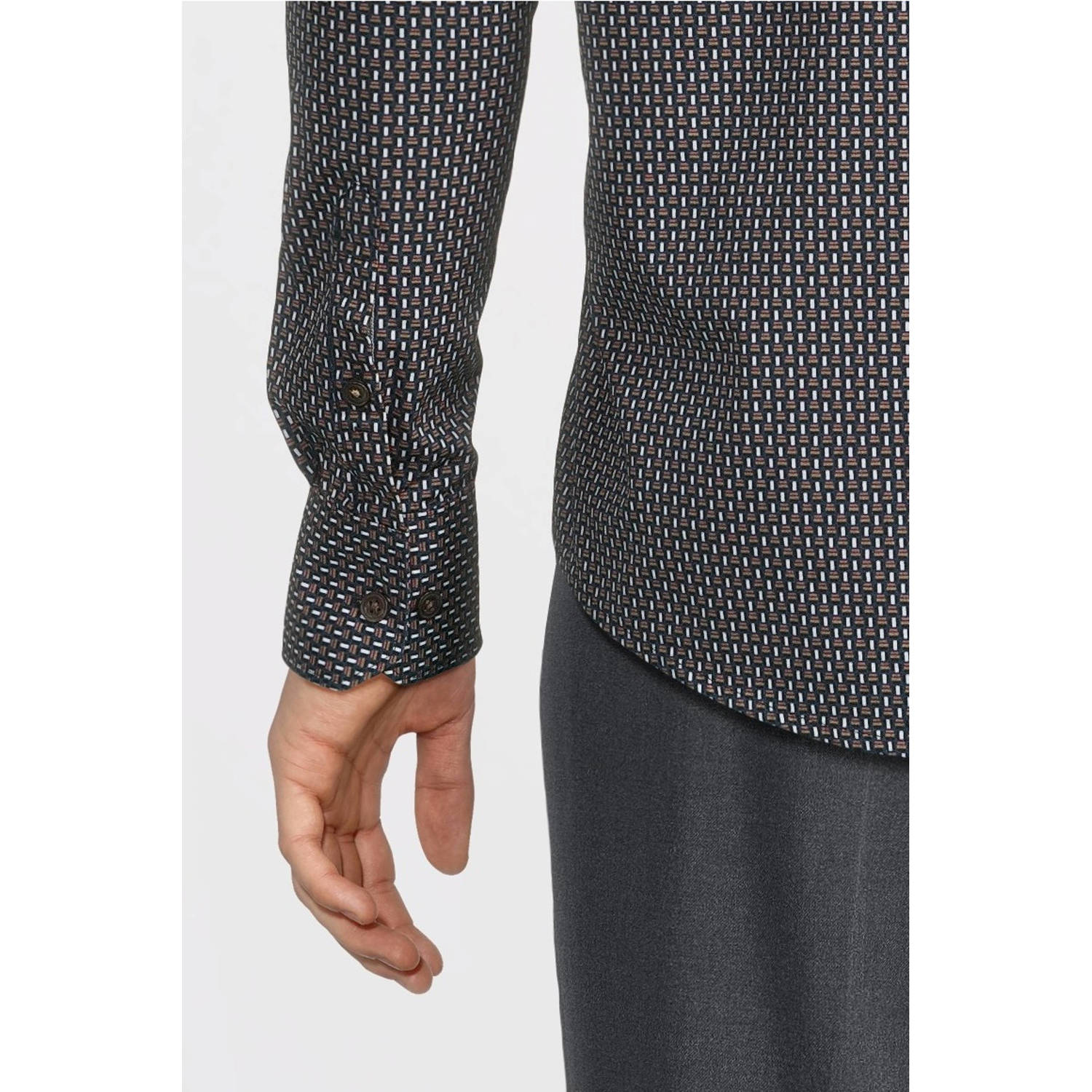 LERROS overhemd met all over print donkerblauw