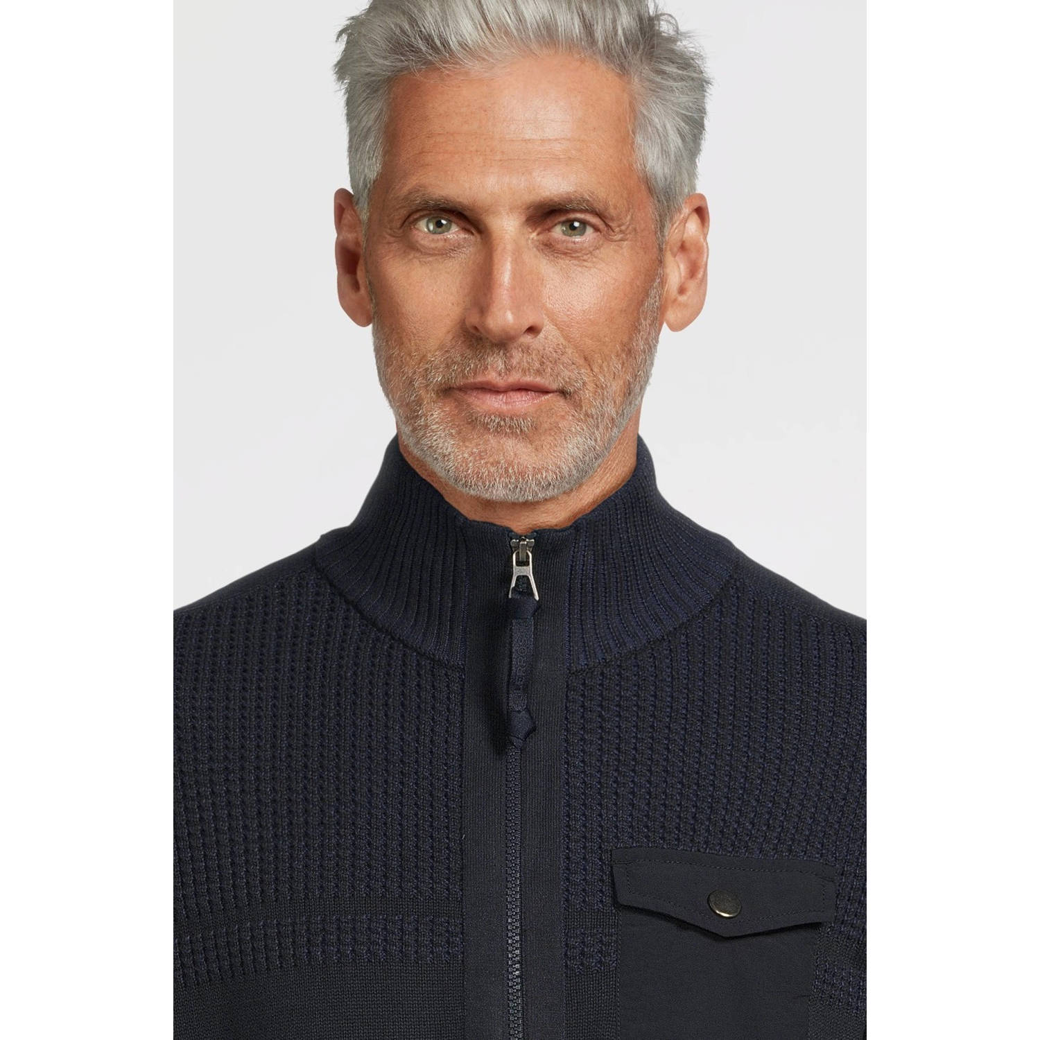 LERROS gebreid vest donkerblauw