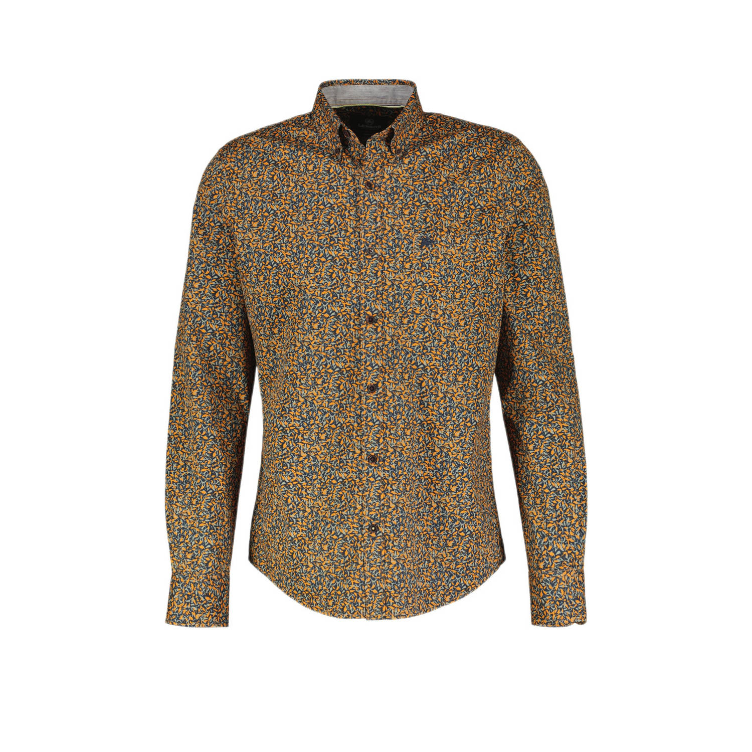 LERROS regular fit overhemd met all over print donker oranje