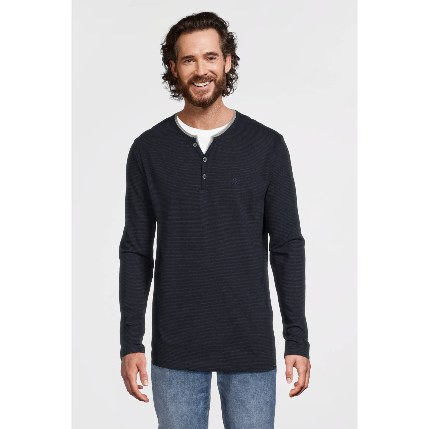LERROS gestreept T-shirt donkerblauw