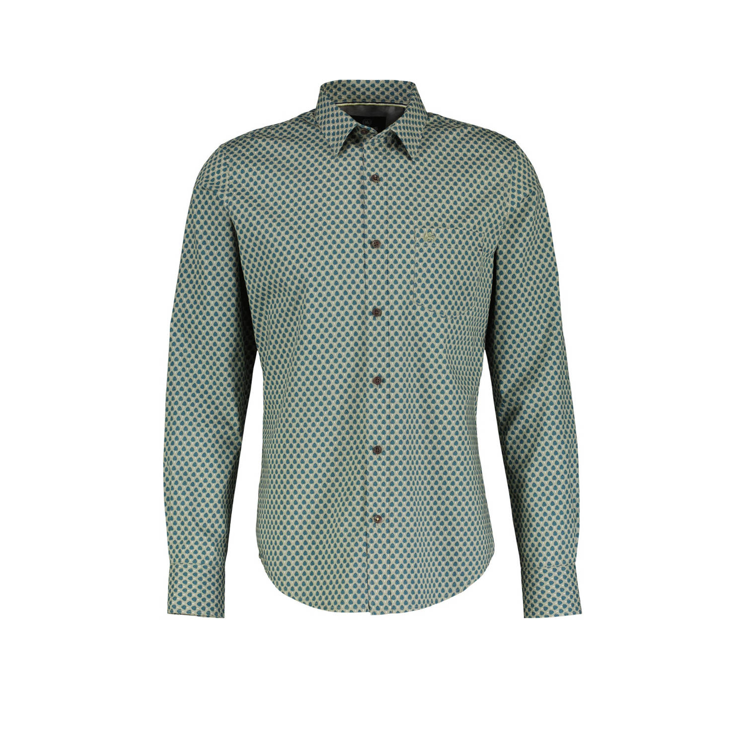 LERROS regular fit overhemd met all over print groen