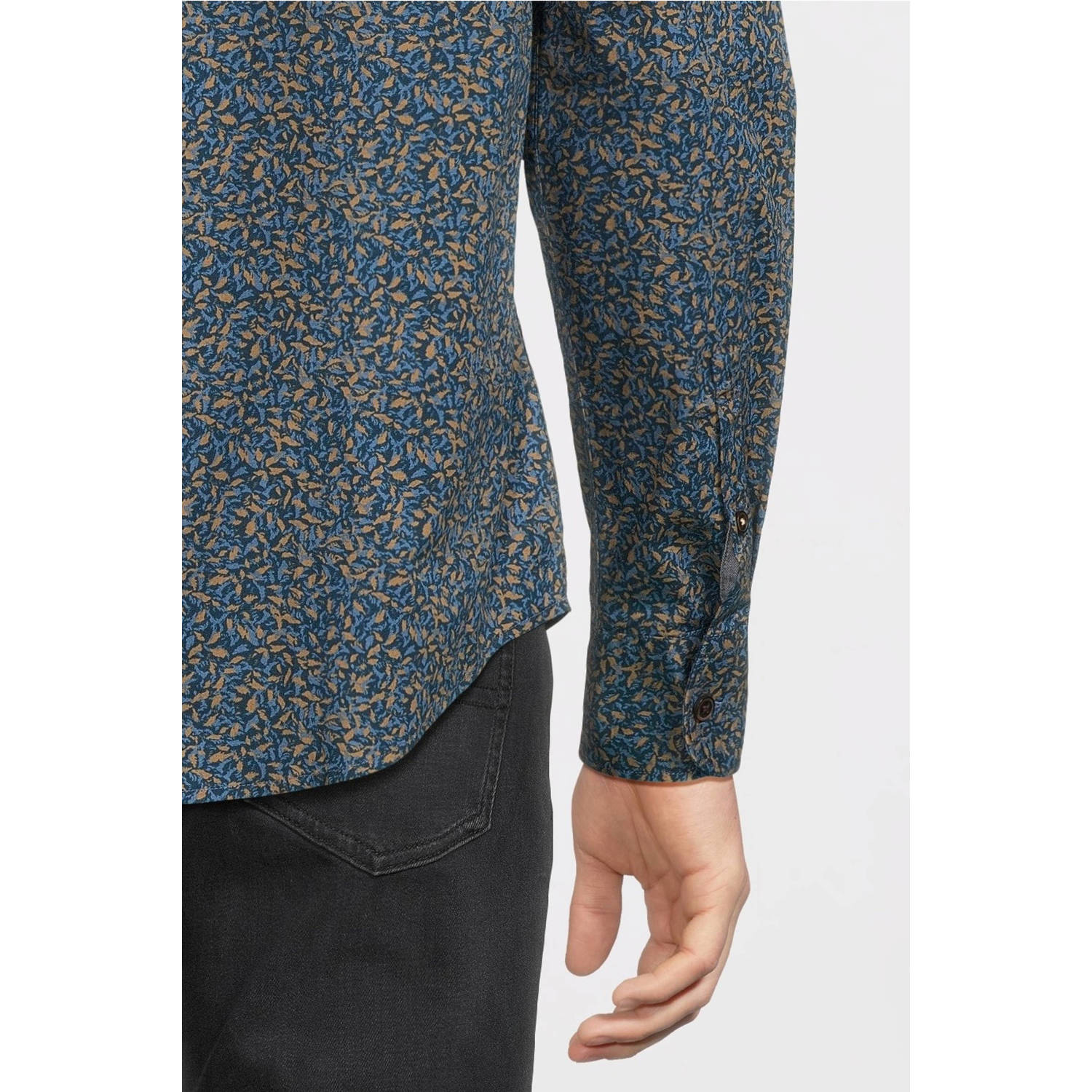 LERROS regular fit overhemd met all over print blauw