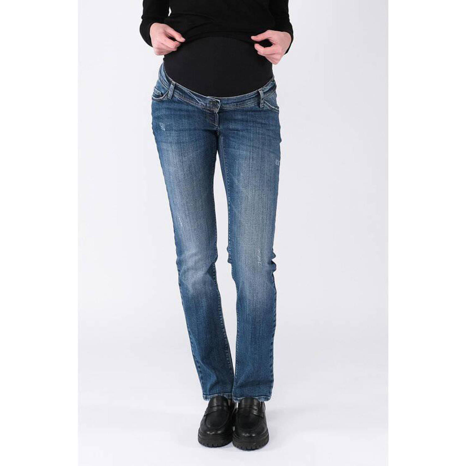Love2wait zwangerschaps straight jeans Grace stonewashed Blauw Dames Denim 27