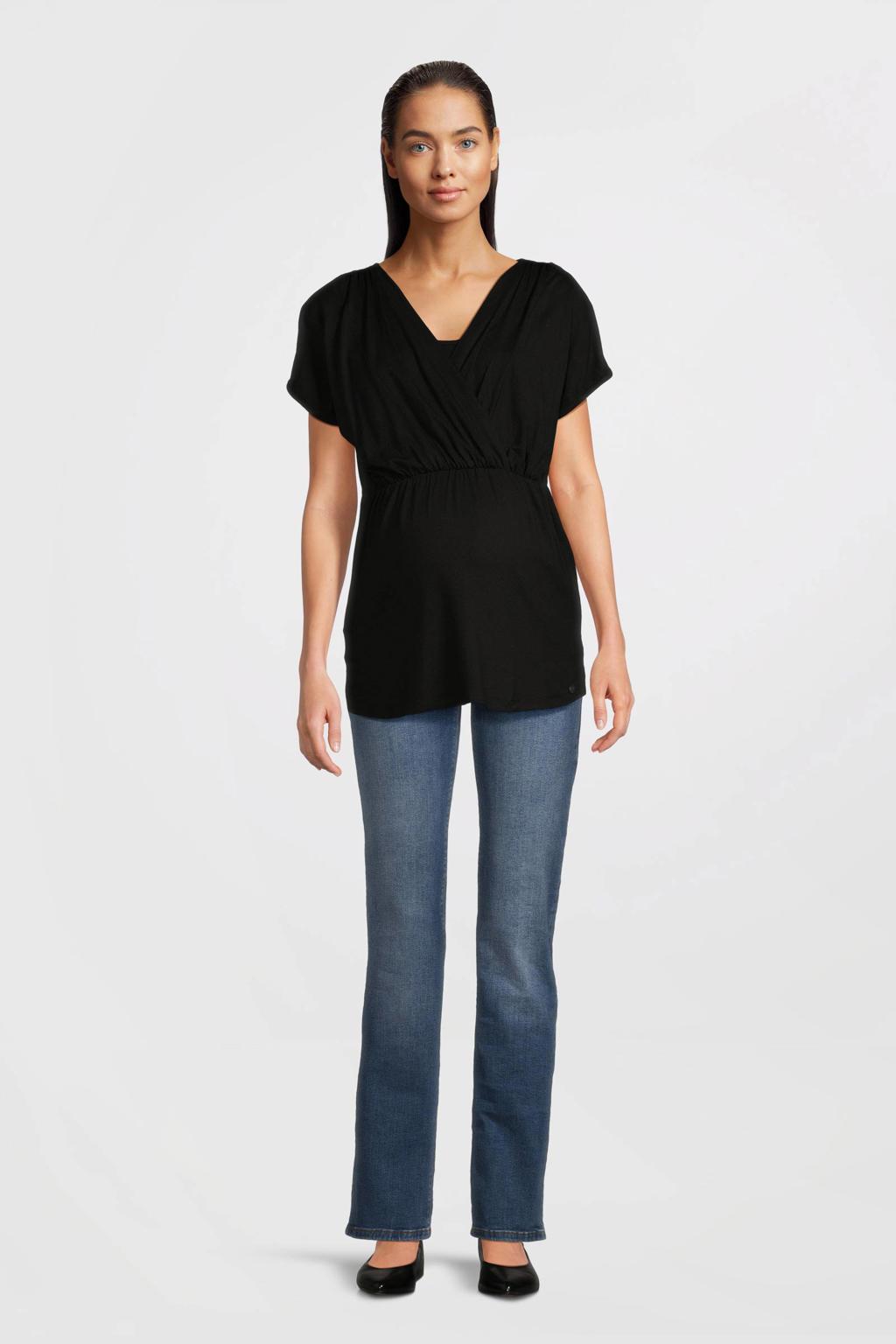 Stonewashed dames LOVE2WAIT zwangerschaps straight leg jeans Grace van denim met effen