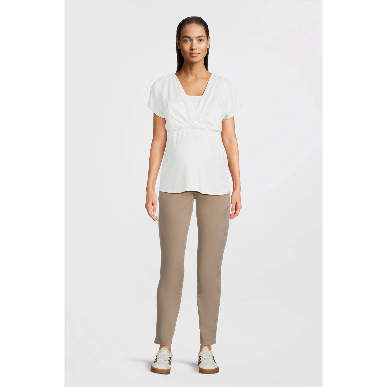 LOVE2WAIT regular fit zwangerschapsbroek Chino zand