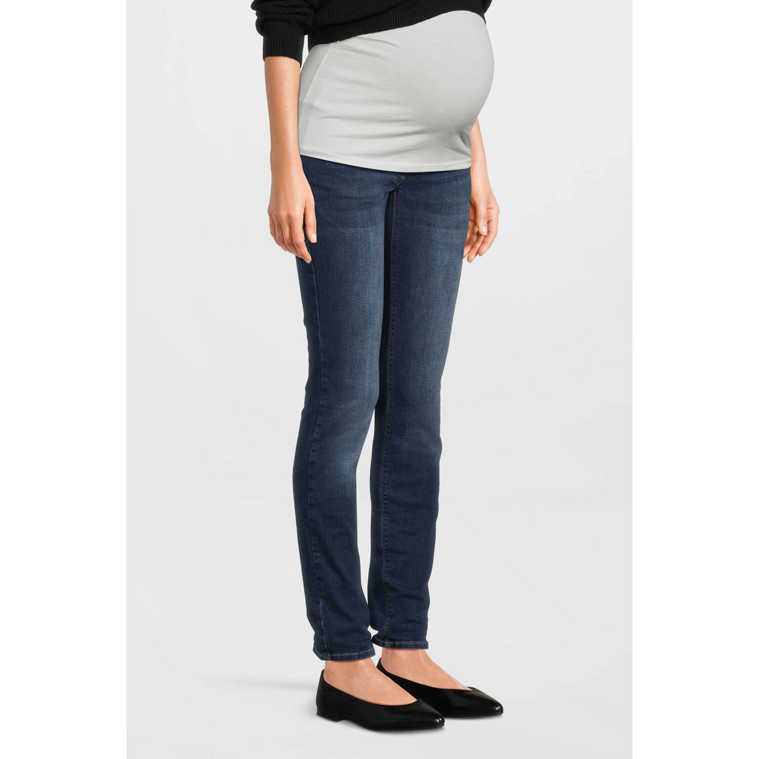 Love2wait skinny fit zwangerschaps jeans Sophia 32' Stonewashed Blauw Dames Stretchdenim 260