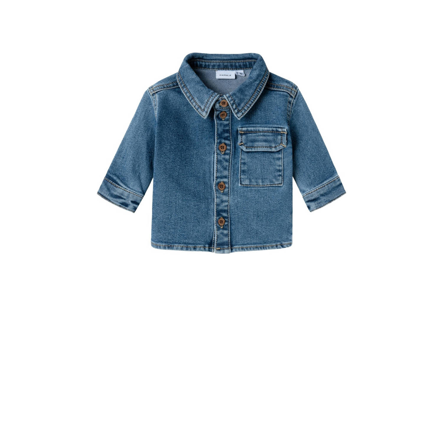 Name it BABY denim overhemd NBMKNUD dark blue denim Blauw Effen 56