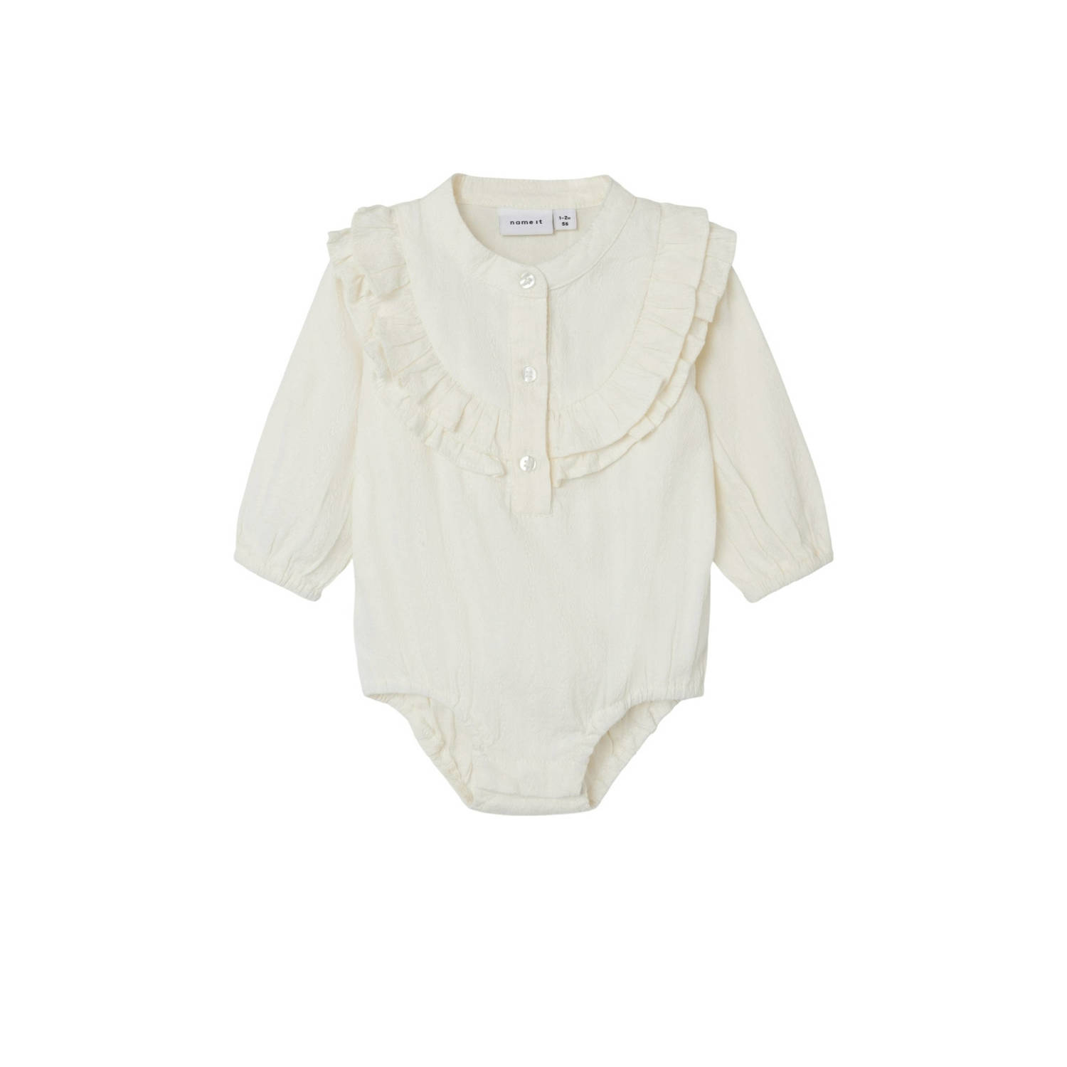 Name it BABY romper NBFLEMARIE met ruches offwhite Wit Meisjes Katoen Mao kraag 56