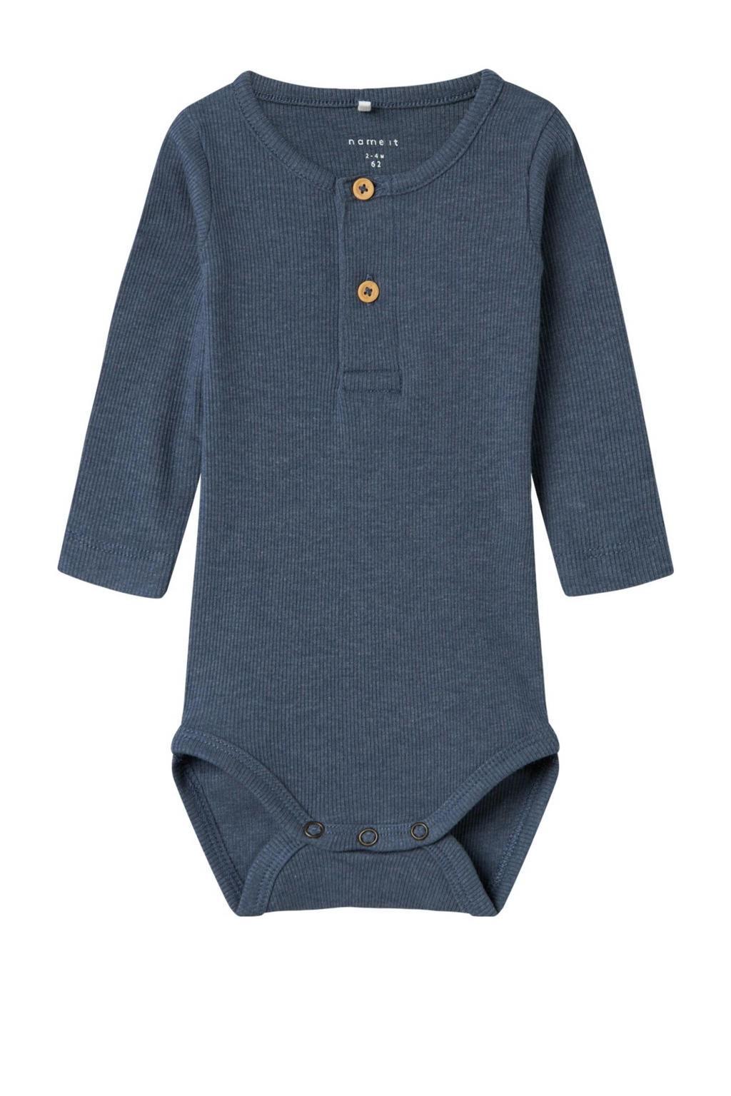 NAME IT BABY ribgbreide romper NBMKAB blauw melange