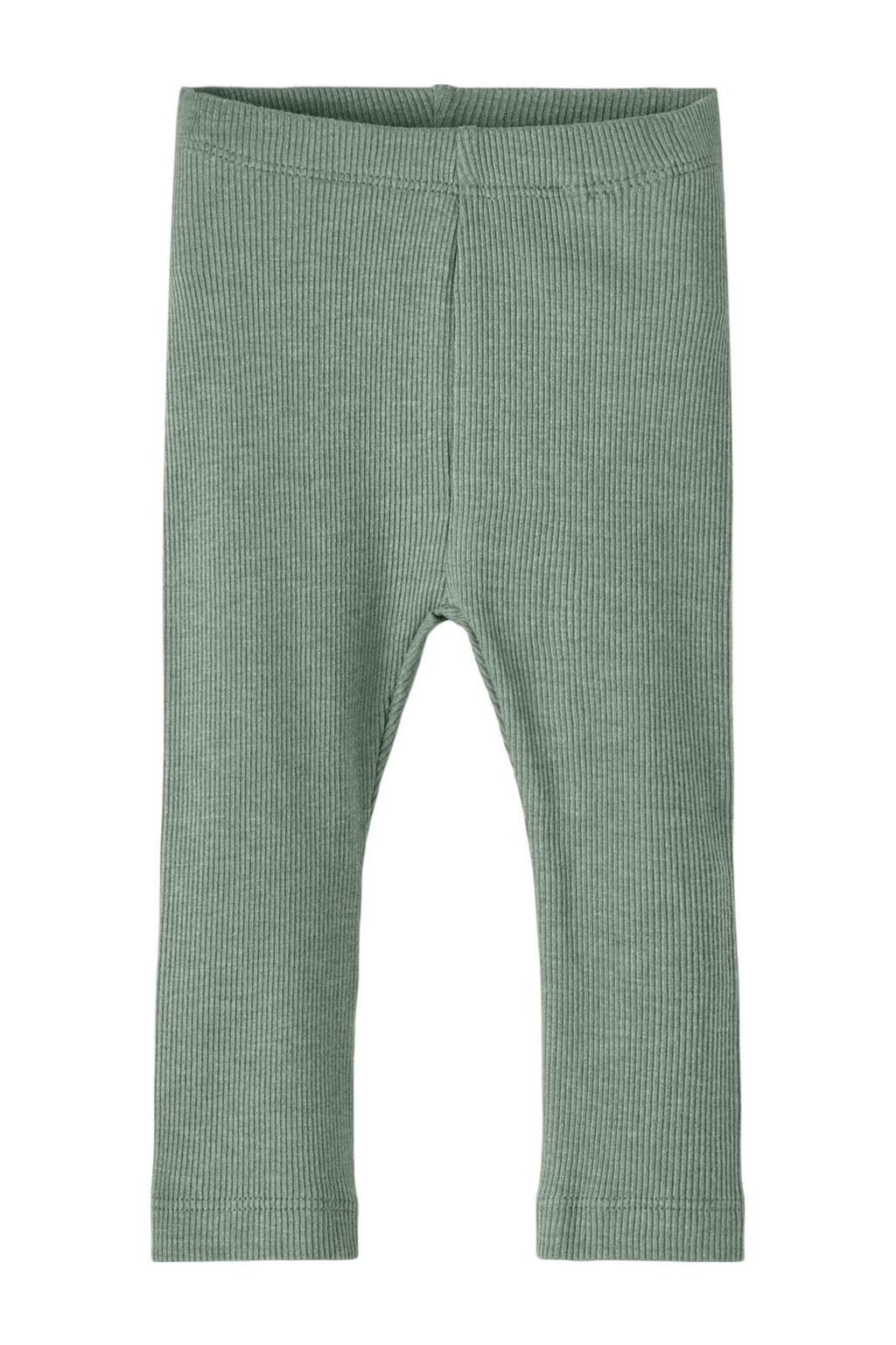Lichtgroene NAME IT BABY baby skinny broek van katoen met regular waist, elastische inzet en melée print