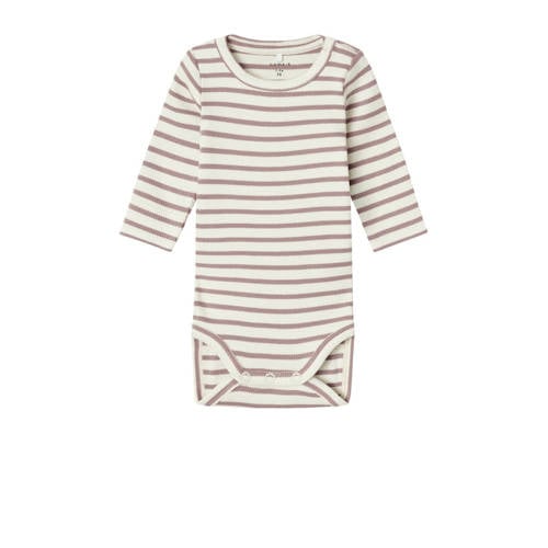 NAME IT BABY gestreepte romper NBNBANI mauve/ecru afbeelding