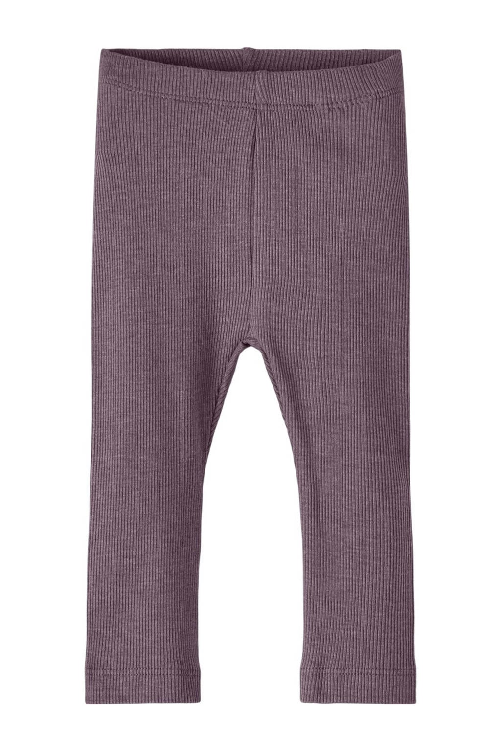 Paarse NAME IT BABY baby skinny broek melange van katoen met regular waist en elastische inzet