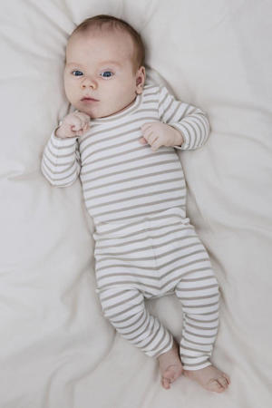 gestreepte broek NBNBANI beige/ecru