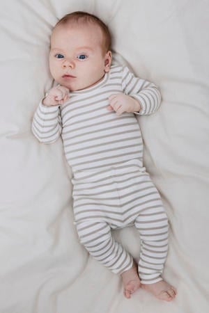 gestreepte broek NBNBANI beige/ecru