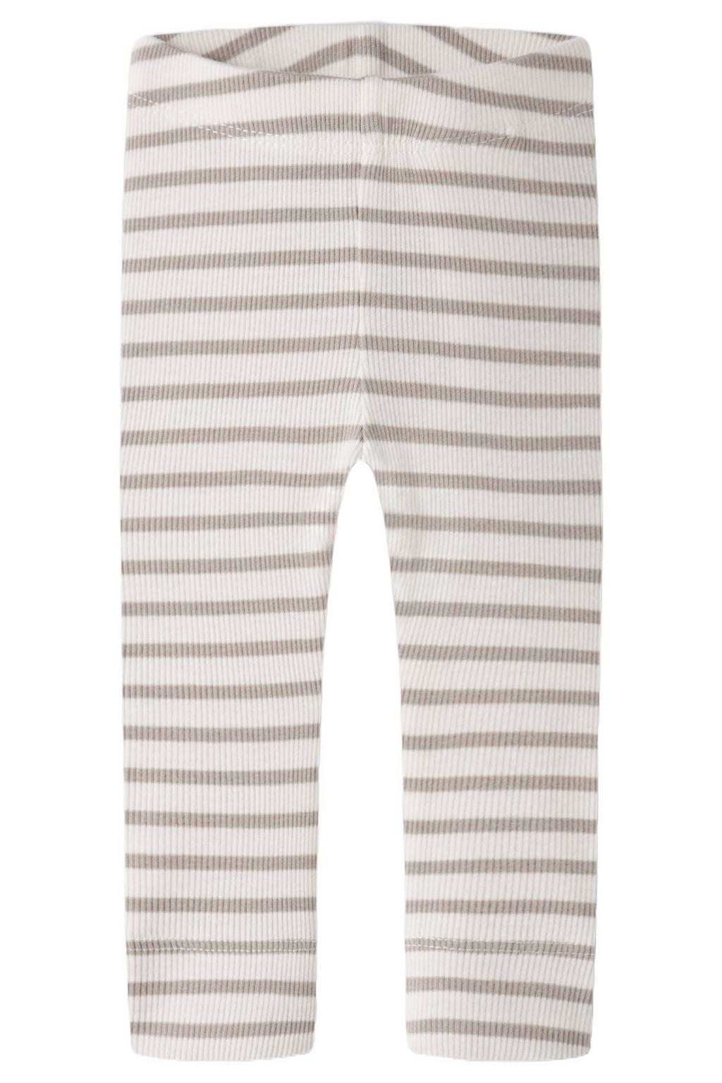 Lichtgrijze jongens en meisjes NAME IT BABY gestreepte broek van katoen met super skinny fit, elastische tailleband en effen