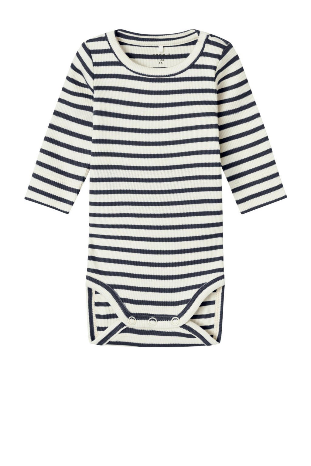 NAME IT BABY gestreepte romper NBNBANI donkerblauw/ecru