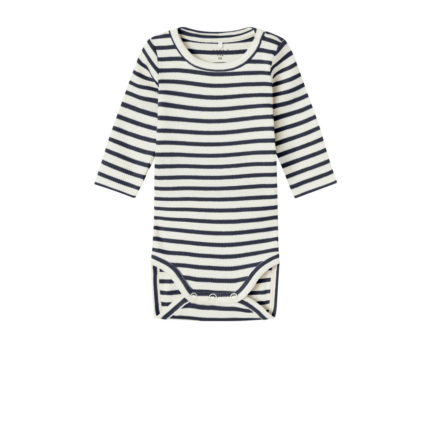 Name it BABY gestreepte romper NBNBANI donkerblauw ecru Jongens Katoen Ronde hals 50
