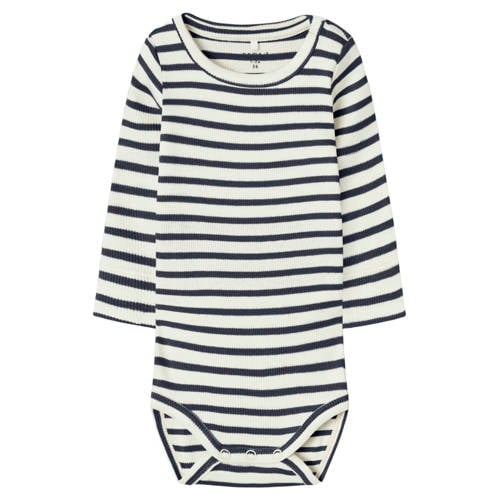 NAME IT BABY gestreepte romper NBNBANI donkerblauw/ecru afbeelding