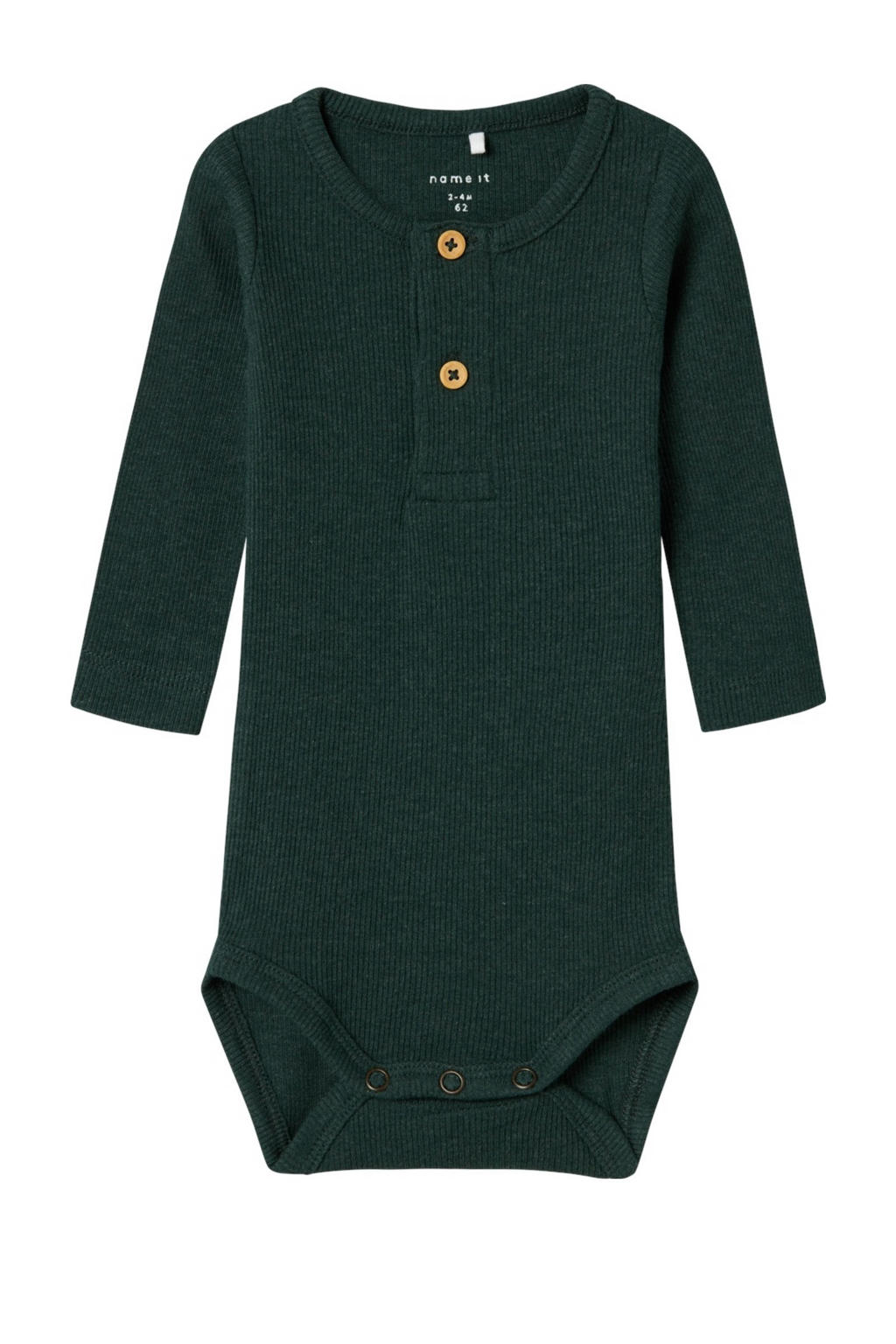 NAME IT BABY ribgbreide romper NBMKAB diep donkergroen melange