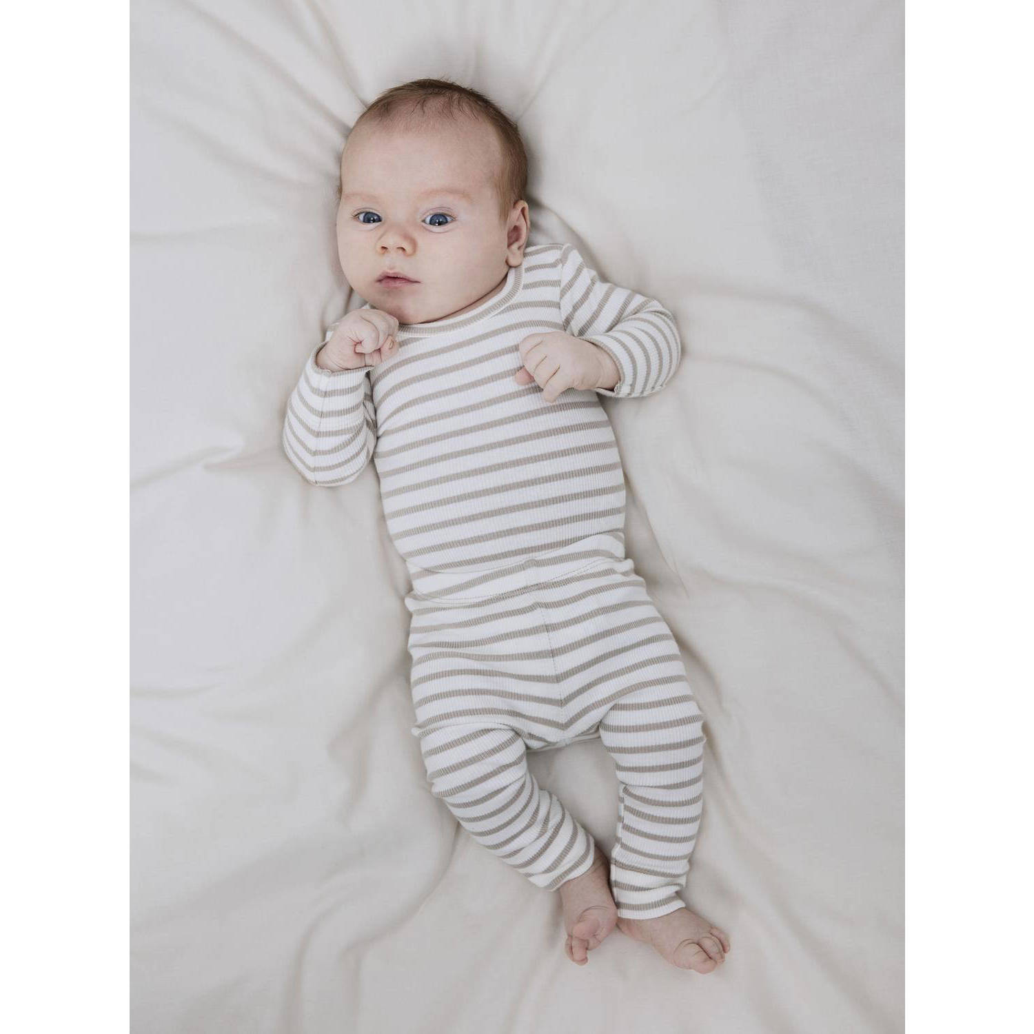 NAME IT BABY gestreepte romper NBNBANI beige ecru