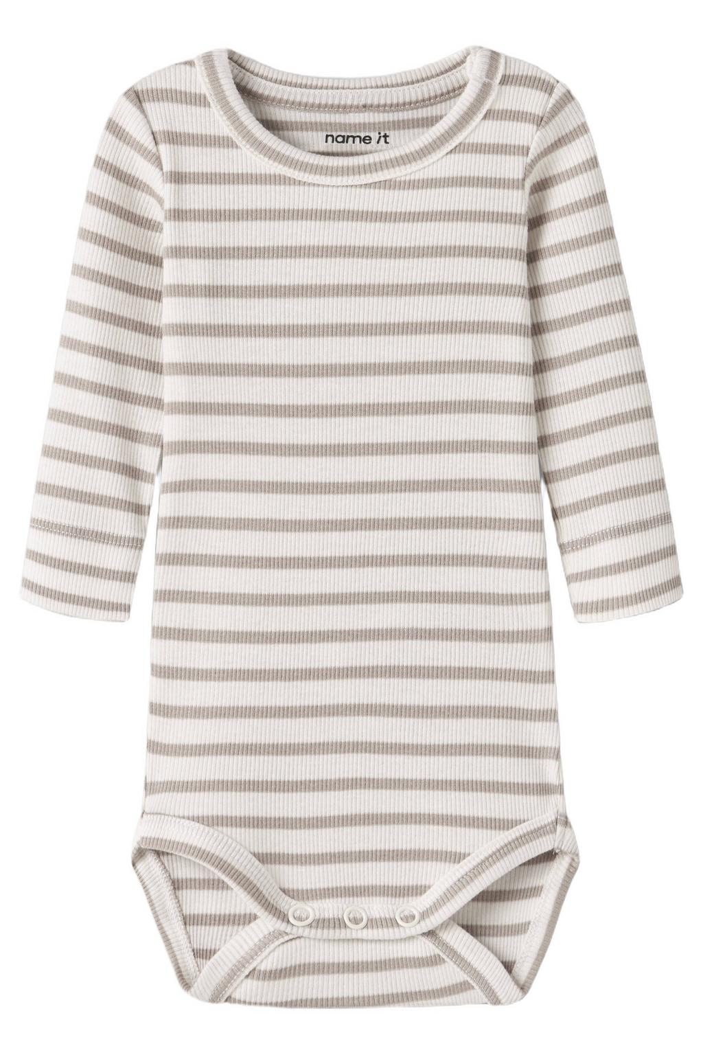 NAME IT BABY gestreepte romper NBNBANI beige/ecru