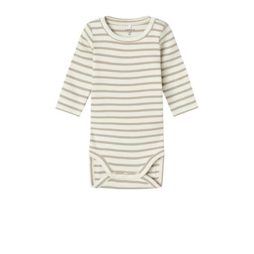 NAME IT BABY gestreepte romper NBNBANI beige/ecru afbeelding